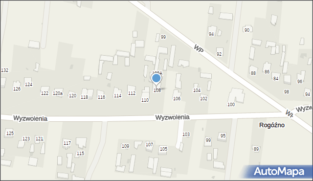 Rogóźno, Wyzwolenia, 108, mapa Rogóźno