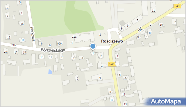 Rościszewo, Wyszyńskiego Stefana, ks. kard., 1, mapa Rościszewo