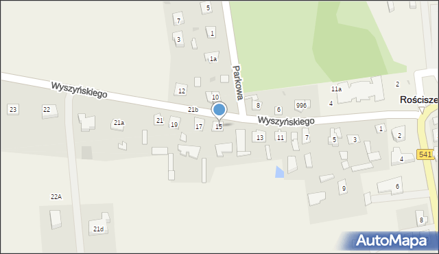 Rościszewo, Wyszyńskiego Stefana, ks. kard., 15, mapa Rościszewo