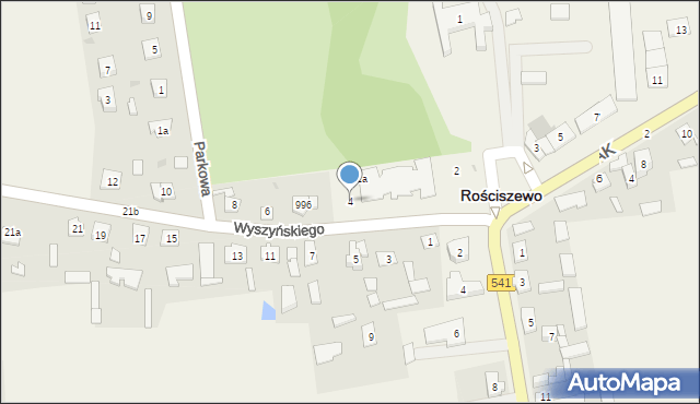 Rościszewo, Wyszyńskiego Stefana, ks. kard., 4, mapa Rościszewo