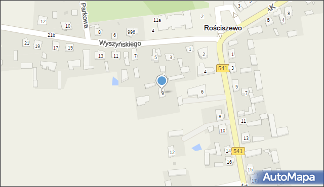 Rościszewo, Wyszyńskiego Stefana, ks. kard., 9, mapa Rościszewo