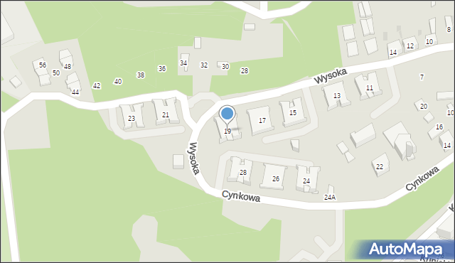 Ruda Śląska, Wysoka, 19, mapa Rudy Śląskiej