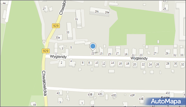 Rybnik, Wyglendy Jana, 11, mapa Rybnika