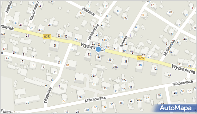 Rybnik, Wyzwolenia, 34, mapa Rybnika