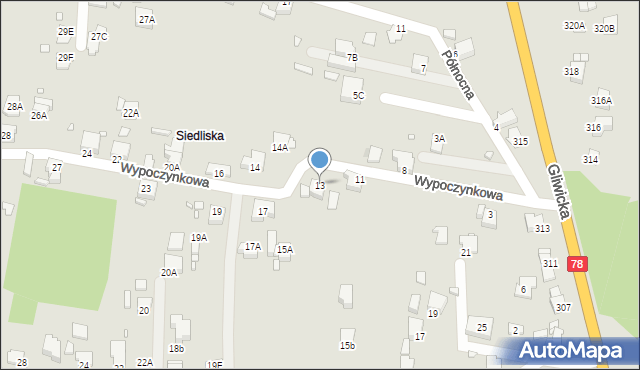 Rybnik, Wypoczynkowa, 13, mapa Rybnika