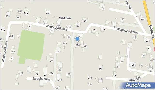 Rybnik, Wypoczynkowa, 17A, mapa Rybnika