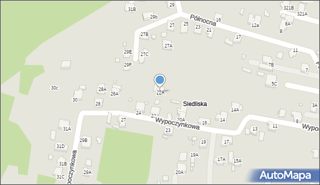 Rybnik, Wypoczynkowa, 22A, mapa Rybnika