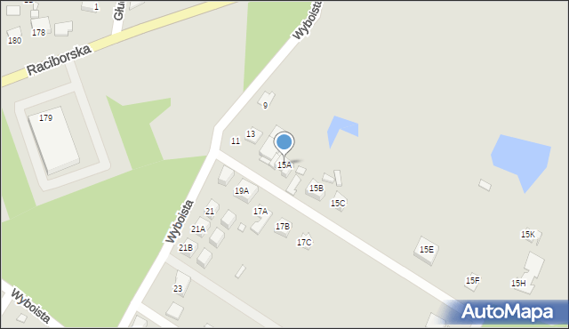 Rybnik, Wyboista, 15A, mapa Rybnika