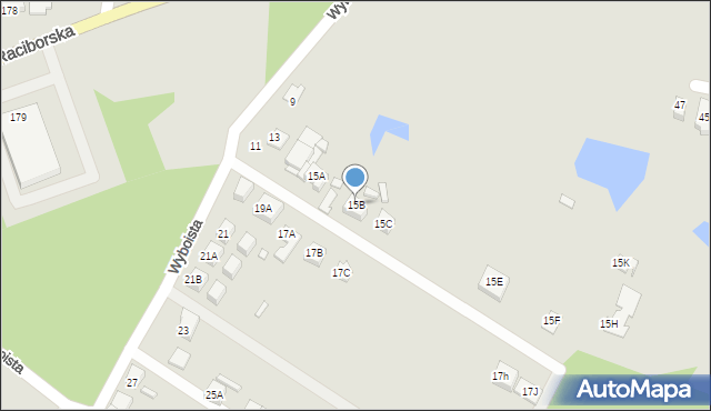 Rybnik, Wyboista, 15B, mapa Rybnika