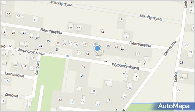 Rybojedzko, Wypoczynkowa, 12, mapa Rybojedzko