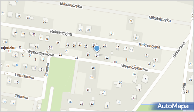 Rybojedzko, Wypoczynkowa, 14, mapa Rybojedzko