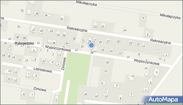 Rybojedzko, Wypoczynkowa, 18, mapa Rybojedzko