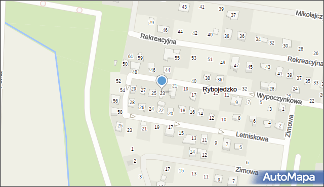 Rybojedzko, Wypoczynkowa, 23, mapa Rybojedzko