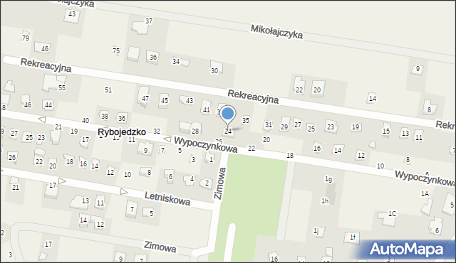 Rybojedzko, Wypoczynkowa, 24, mapa Rybojedzko