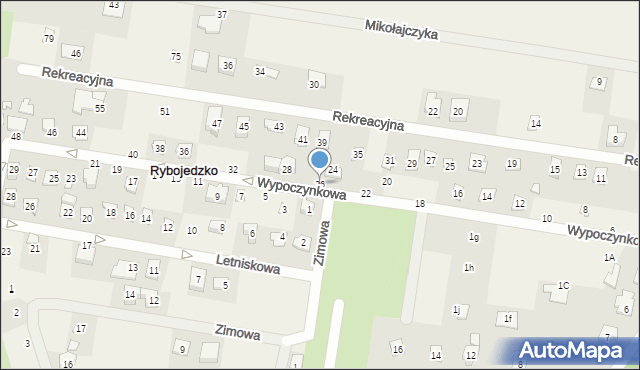 Rybojedzko, Wypoczynkowa, 26, mapa Rybojedzko