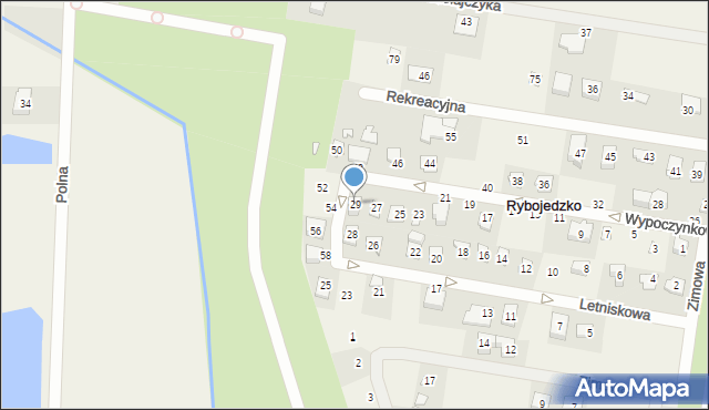 Rybojedzko, Wypoczynkowa, 29, mapa Rybojedzko