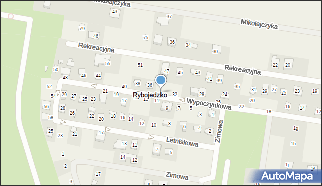 Rybojedzko, Wypoczynkowa, 34, mapa Rybojedzko