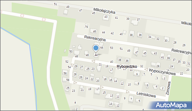 Rybojedzko, Wypoczynkowa, 44, mapa Rybojedzko