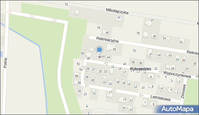 Rybojedzko, Wypoczynkowa, 46, mapa Rybojedzko