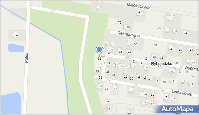 Rybojedzko, Wypoczynkowa, 52, mapa Rybojedzko