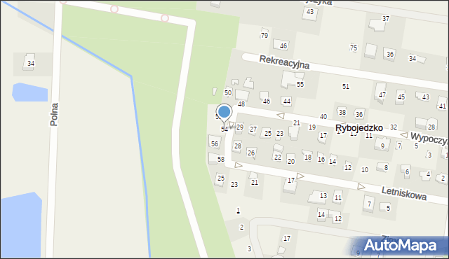 Rybojedzko, Wypoczynkowa, 54, mapa Rybojedzko