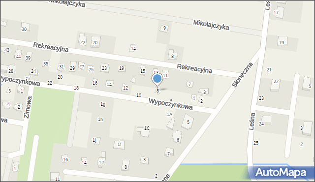 Rybojedzko, Wypoczynkowa, 8, mapa Rybojedzko