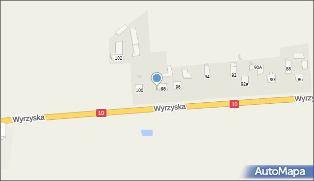 Sadki, Wyrzyska, 98a, mapa Sadki
