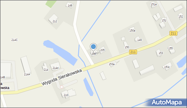 Sierakowice, Wygoda Sierakowska, 206, mapa Sierakowice