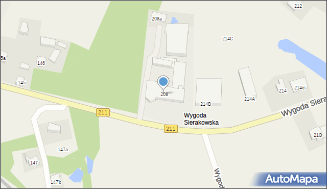 Sierakowice, Wygoda Sierakowska, 208, mapa Sierakowice