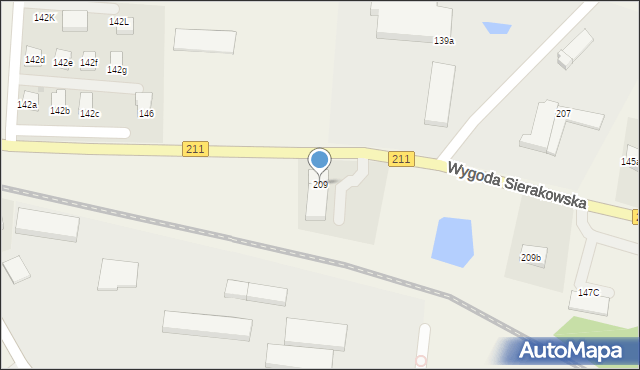 Sierakowice, Wygoda Sierakowska, 209, mapa Sierakowice