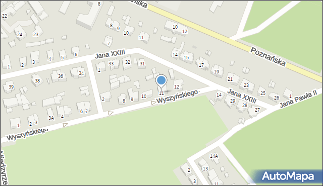 Skwierzyna, Wyszyńskiego Stefana, ks. kard., 11, mapa Skwierzyna