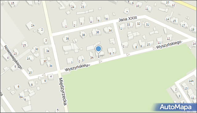 Skwierzyna, Wyszyńskiego Stefana, ks. kard., 4, mapa Skwierzyna