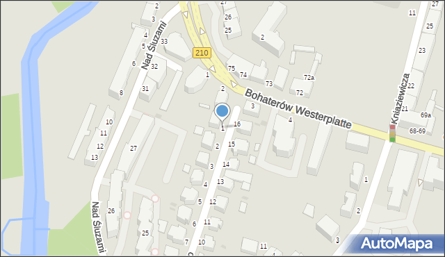 Słupsk, Wybickiego Józefa, gen., 1, mapa Słupska
