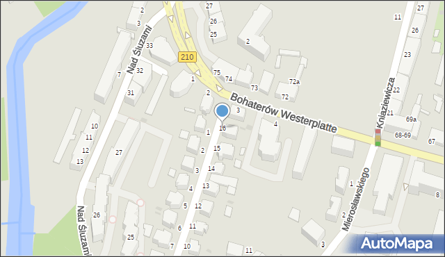 Słupsk, Wybickiego Józefa, gen., 16, mapa Słupska