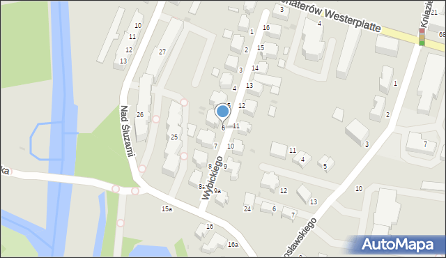 Słupsk, Wybickiego Józefa, gen., 6, mapa Słupska