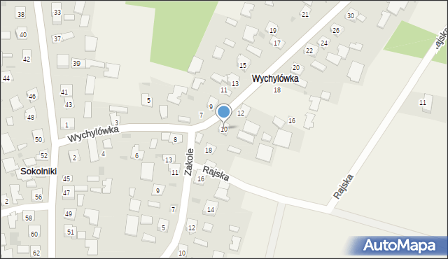 Sokolniki, Wychylówka, 10, mapa Sokolniki