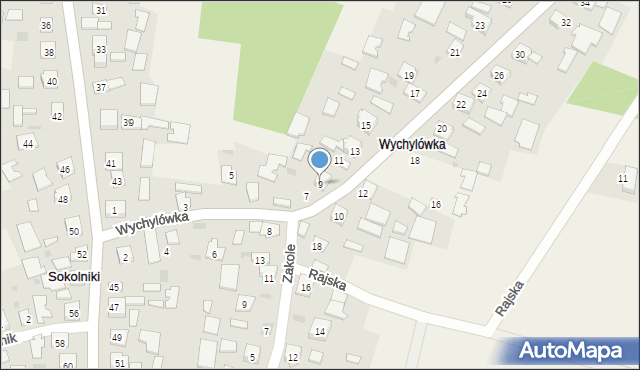 Sokolniki, Wychylówka, 9, mapa Sokolniki