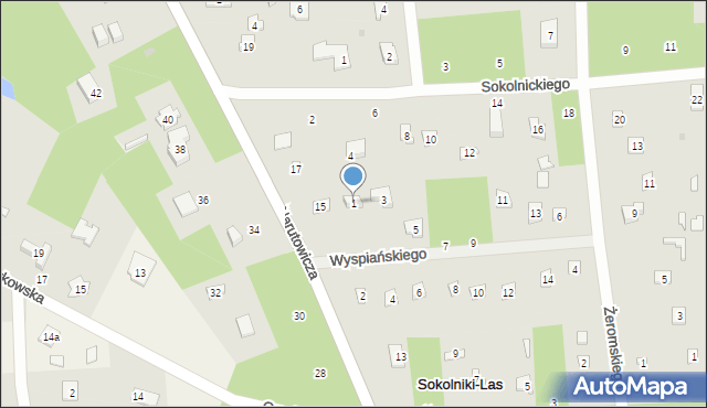 Sokolniki-Las, Wyspiańskiego Stanisława, 1, mapa Sokolniki-Las