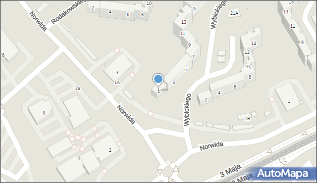 Sosnowiec, Wybickiego Józefa, gen., 1, mapa Sosnowca
