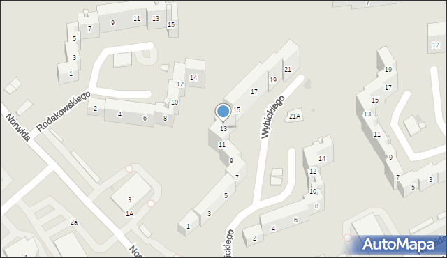 Sosnowiec, Wybickiego Józefa, gen., 13, mapa Sosnowca