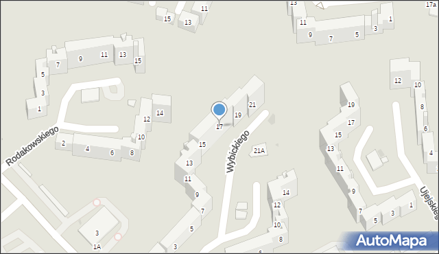 Sosnowiec, Wybickiego Józefa, gen., 17, mapa Sosnowca