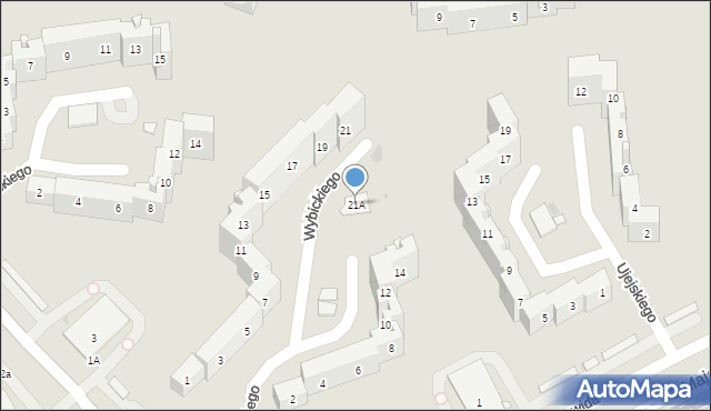 Sosnowiec, Wybickiego Józefa, gen., 21A, mapa Sosnowca