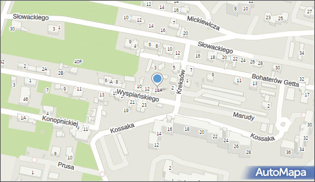 Sosnowiec, Wyspiańskiego Stanisława, 14A, mapa Sosnowca