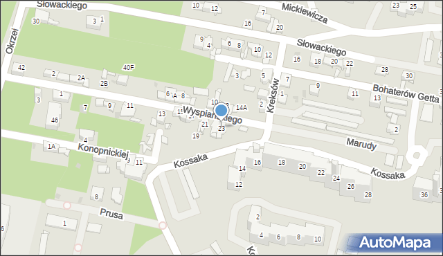 Sosnowiec, Wyspiańskiego Stanisława, 23, mapa Sosnowca