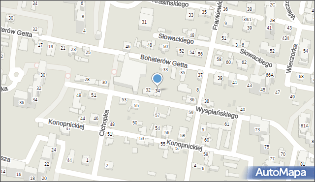 Sosnowiec, Wyspiańskiego Stanisława, 34, mapa Sosnowca