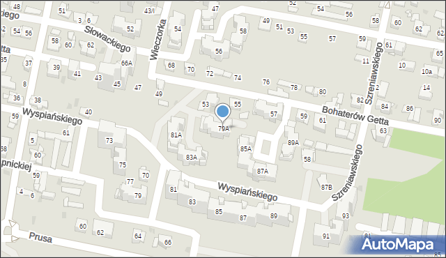 Sosnowiec, Wyspiańskiego Stanisława, 79A, mapa Sosnowca