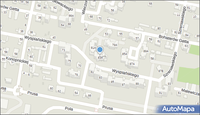 Sosnowiec, Wyspiańskiego Stanisława, 83A, mapa Sosnowca