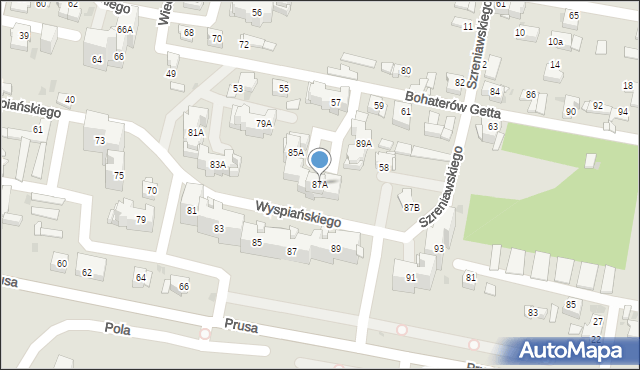 Sosnowiec, Wyspiańskiego Stanisława, 87A, mapa Sosnowca