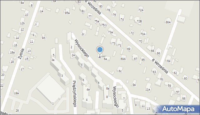 Starachowice, Wysockiego Piotra, 4c, mapa Starachowic