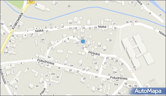 Staszów, Wysoka, 12, mapa Staszów